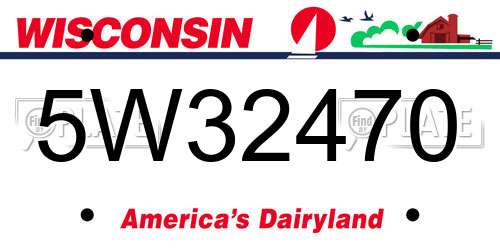 5W32470 Wisconsin License Plate