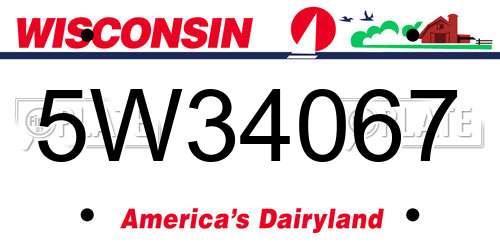 5W34067 Wisconsin License Plate