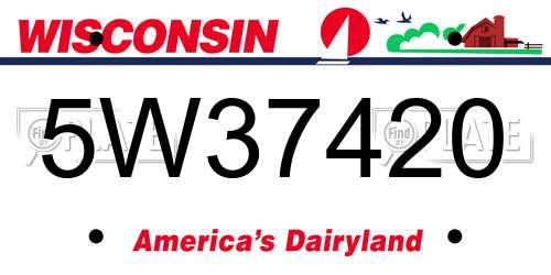 5W37420 Wisconsin License Plate