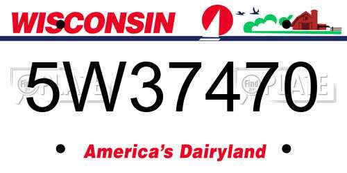 5W37470 Wisconsin License Plate