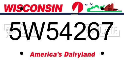 5W54267 Wisconsin License Plate
