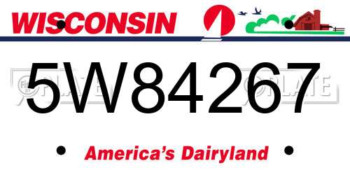 5W84267 Wisconsin License Plate