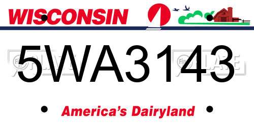 5WA3143 Wisconsin License Plate