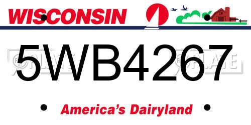 5WB4267 Wisconsin License Plate