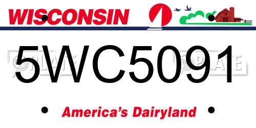 5WC5091 Wisconsin License Plate