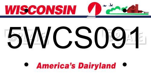 5WCS091 Wisconsin License Plate