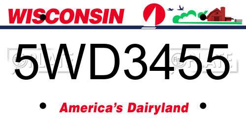 5WD3455 Wisconsin License Plate