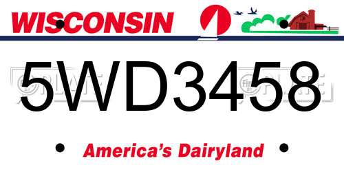 5WD3458 Wisconsin License Plate