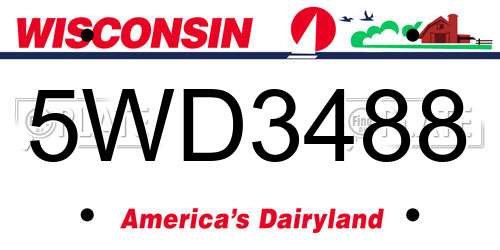 5WD3488 Wisconsin License Plate