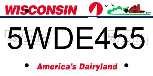5WDE455 Wisconsin License Plate