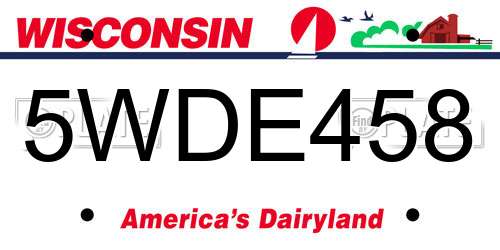 5WDE458 Wisconsin License Plate