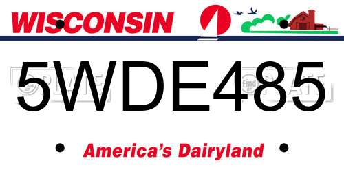 5WDE485 Wisconsin License Plate