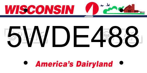 5WDE488 Wisconsin License Plate