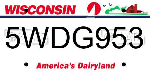 5WDG953 Wisconsin License Plate