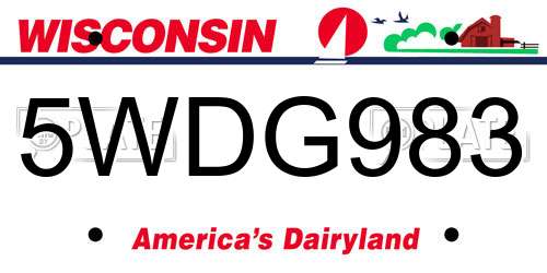 5WDG983 Wisconsin License Plate
