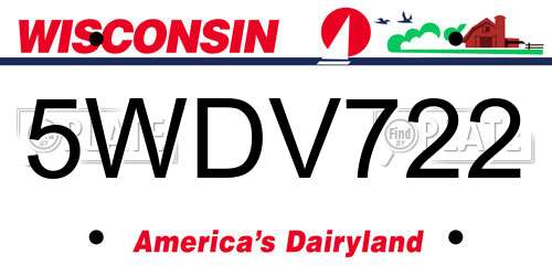 5WDV722 Wisconsin License Plate