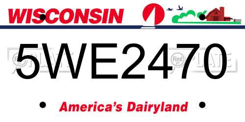 5WE2470 Wisconsin License Plate