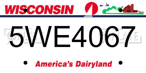 5WE4067 Wisconsin License Plate