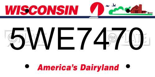5WE7470 Wisconsin License Plate