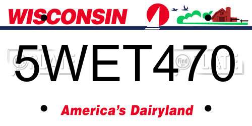 5WET470 Wisconsin License Plate