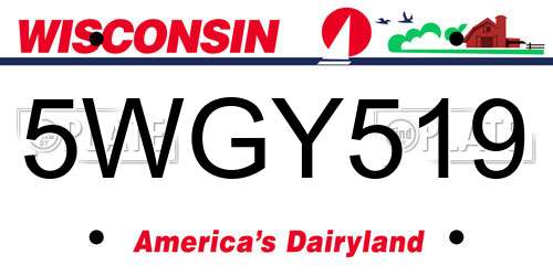 5WGY519 Wisconsin License Plate