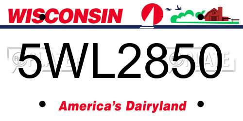 5WL2850 Wisconsin License Plate