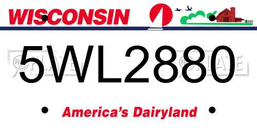 5WL2880 Wisconsin License Plate