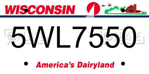 5WL7550 Wisconsin License Plate