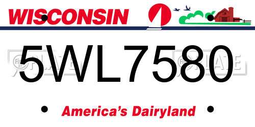 5WL7580 Wisconsin License Plate