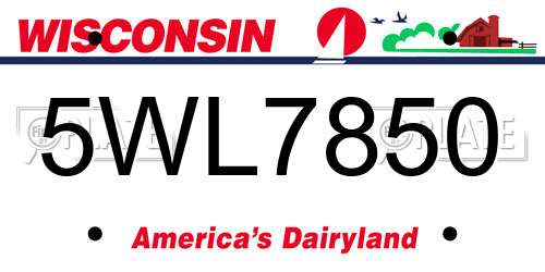5WL7850 Wisconsin License Plate