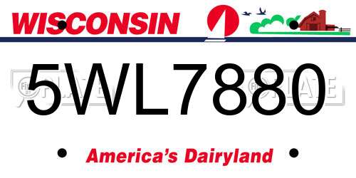 5WL7880 Wisconsin License Plate