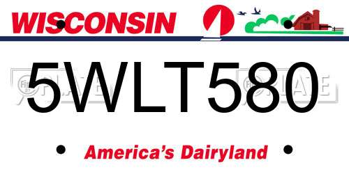 5WLT580 Wisconsin License Plate