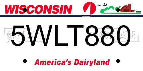 5WLT880 Wisconsin License Plate