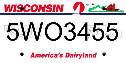 5WO3455 Wisconsin License Plate