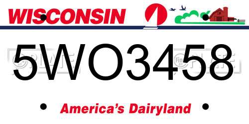 5WO3458 Wisconsin License Plate