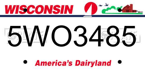 5WO3485 Wisconsin License Plate