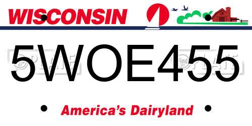 5WOE455 Wisconsin License Plate