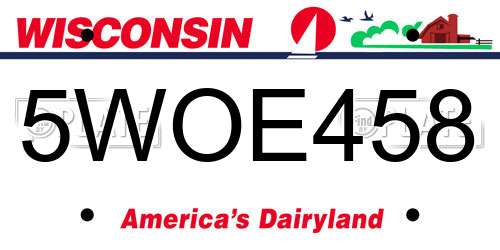 5WOE458 Wisconsin License Plate