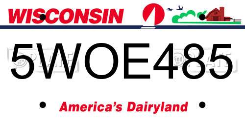 5WOE485 Wisconsin License Plate