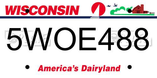 5WOE488 Wisconsin License Plate