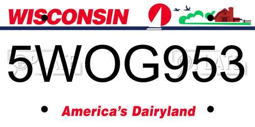 5WOG953 Wisconsin License Plate