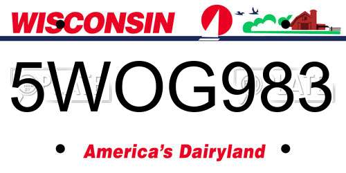 5WOG983 Wisconsin License Plate