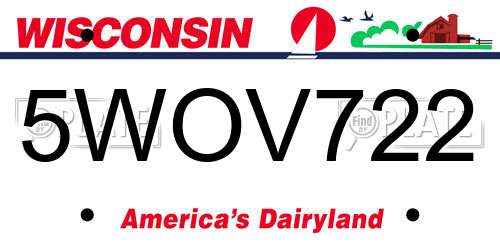 5WOV722 Wisconsin License Plate