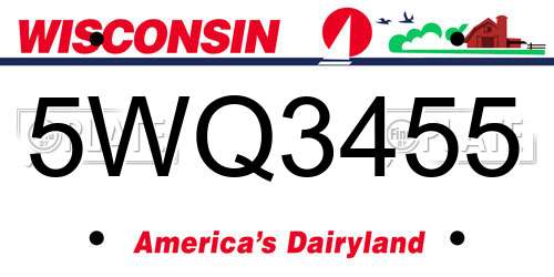 5WQ3455 Wisconsin License Plate