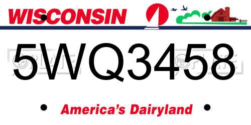 5WQ3458 Wisconsin License Plate