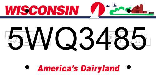 5WQ3485 Wisconsin License Plate