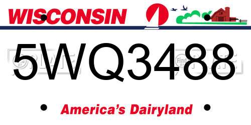 5WQ3488 Wisconsin License Plate