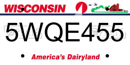 5WQE455 Wisconsin License Plate
