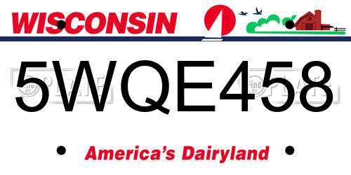 5WQE458 Wisconsin License Plate
