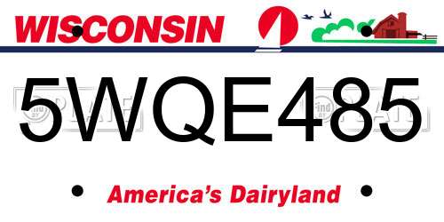 5WQE485 Wisconsin License Plate